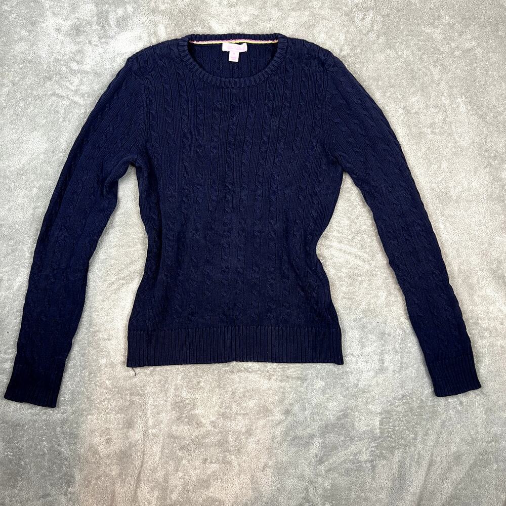 Lily Pulitzer Sweater Womens M Cableknit Pullover Navy Preppy‎ Academia